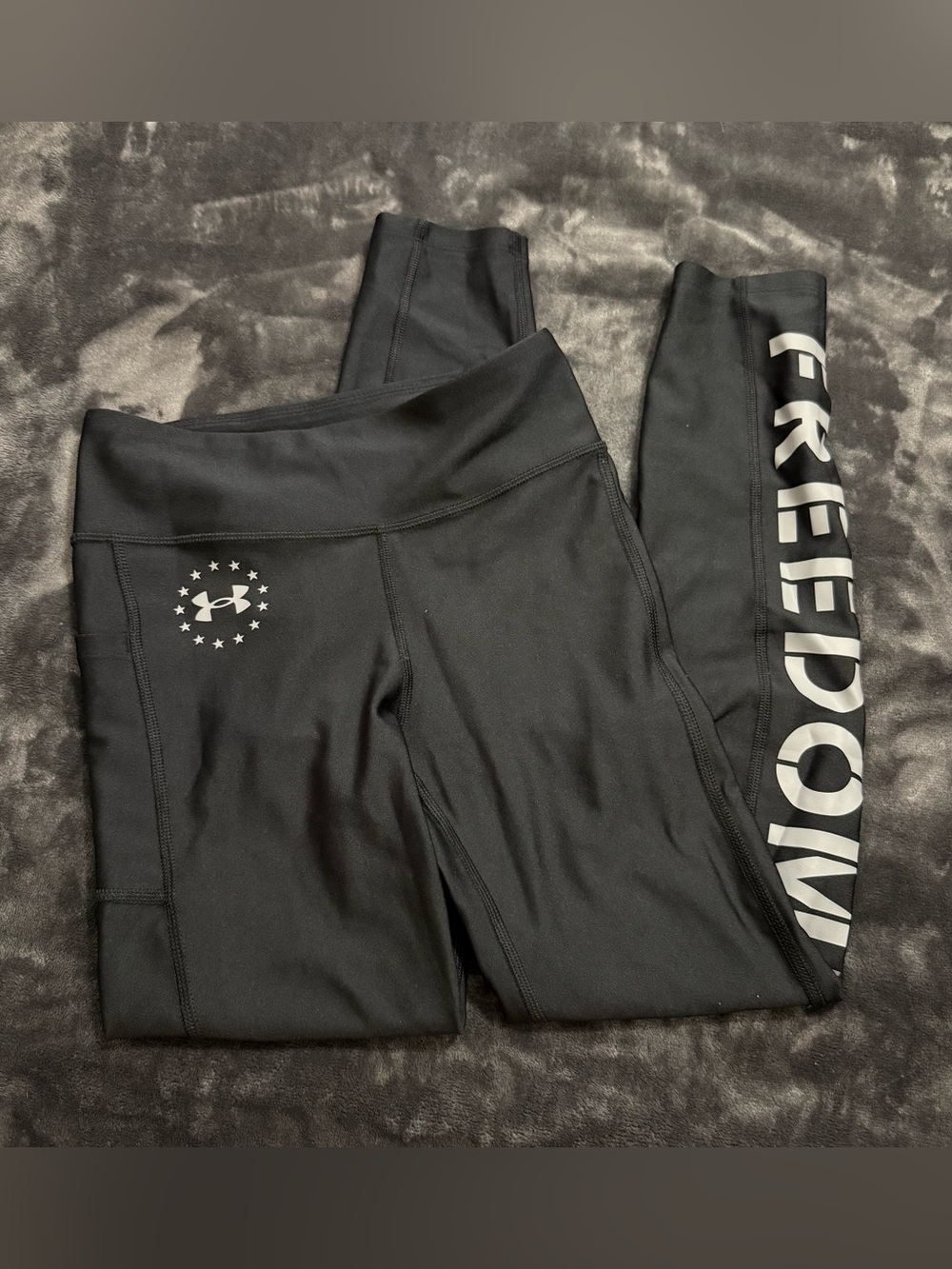 Under Armour Black Women’s Leggings with White 'FREEDOM' Side Print